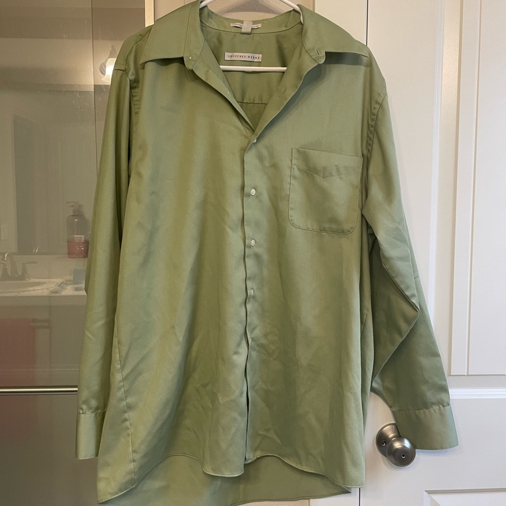 Sage green button up shirt